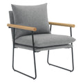 Charcoal Fabric Armchair with Natural Arms and Black Sled Base L19145