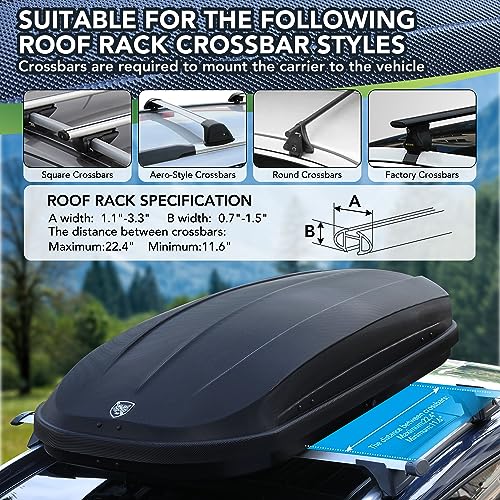 12 Cubic Feet Hard Shell Top Mount Rooftop Cargo Box with Dual-Side Opening J62281