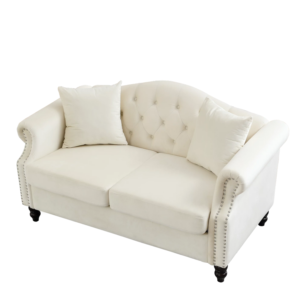 Grey Velvet 2 Seater Chesterfield Sofa R551768