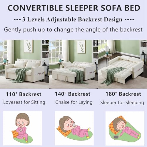 3 in 1 Velvet Sleeper Loveseat with Pull Out Bed P778487