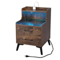 Nightstands Set 2 with Drawers and Solid Wood Legs G8599