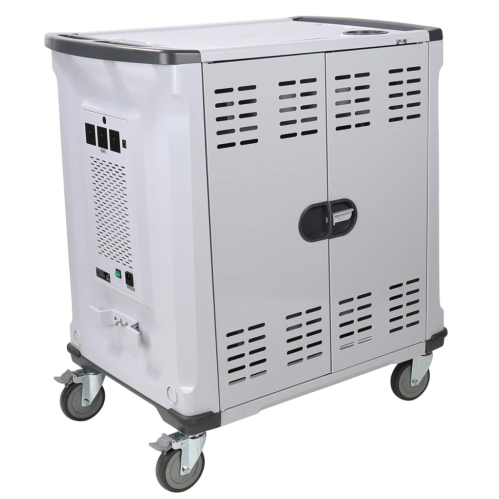 Fully Assembled 42 Device Mobile Storage Cart with 3 Outlets X8460