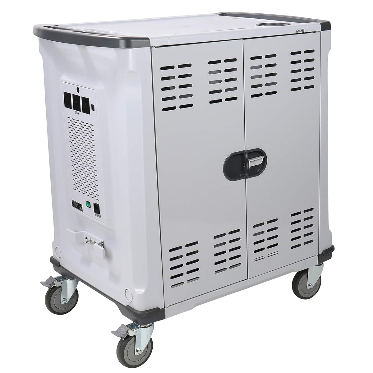 Fully Assembled 42 Device Mobile Storage Cart with 3 Outlets X8460