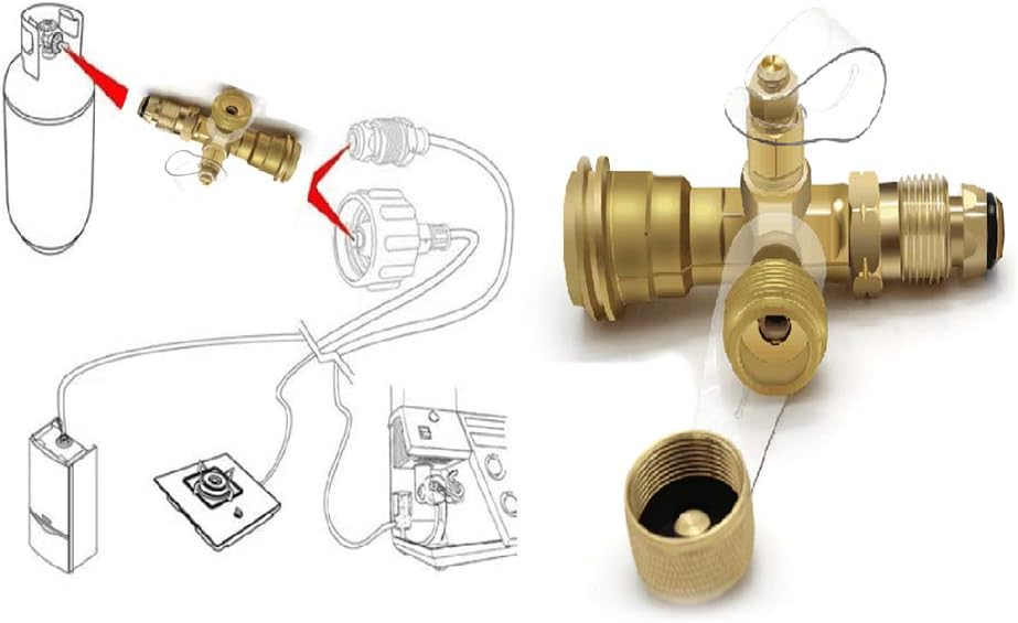 Propane Cylinder Brass Tee with 4 Port Adapter S41322