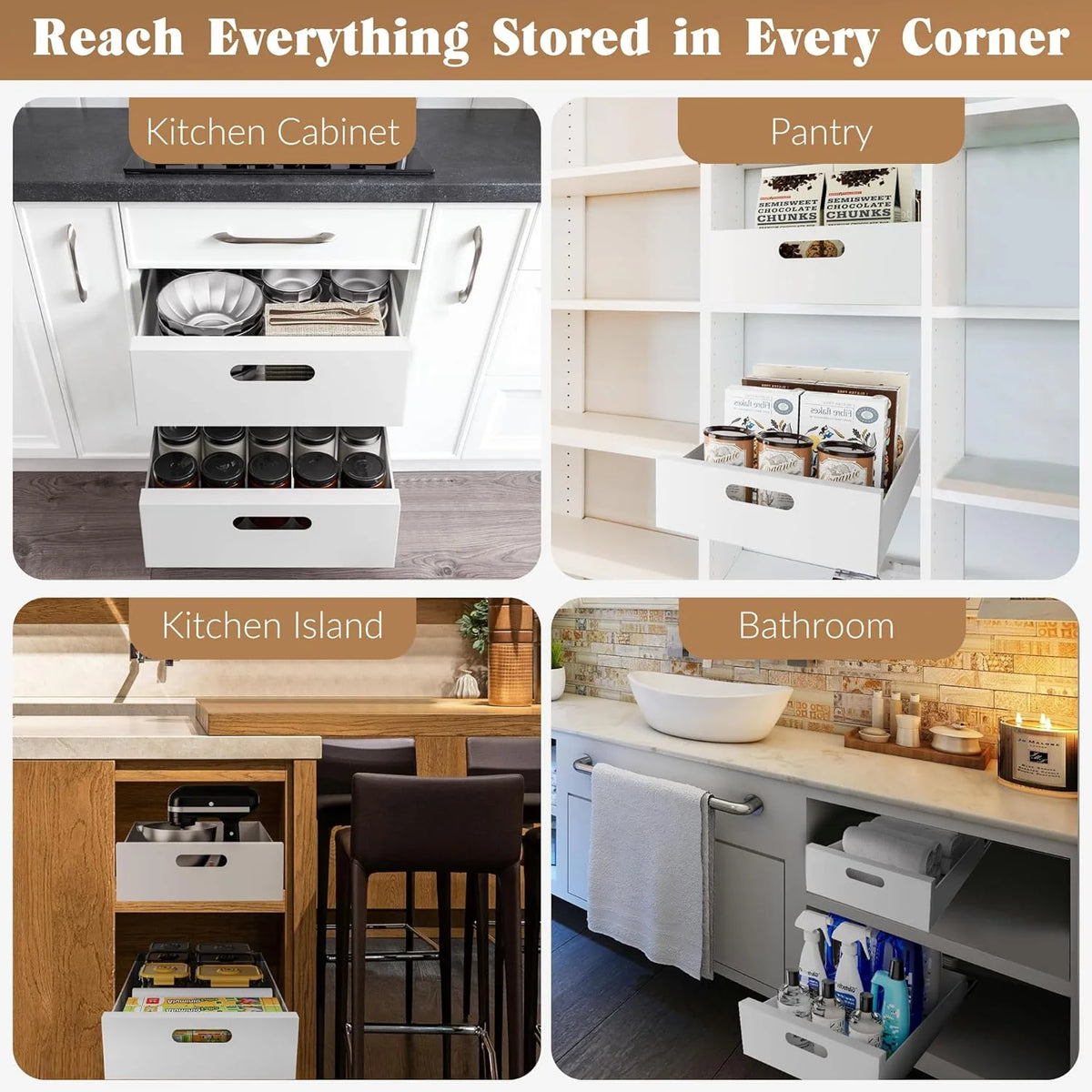 1 Pack 10-Inch Wide Carbon Steel Pull Out Cabinet Organizer W68896