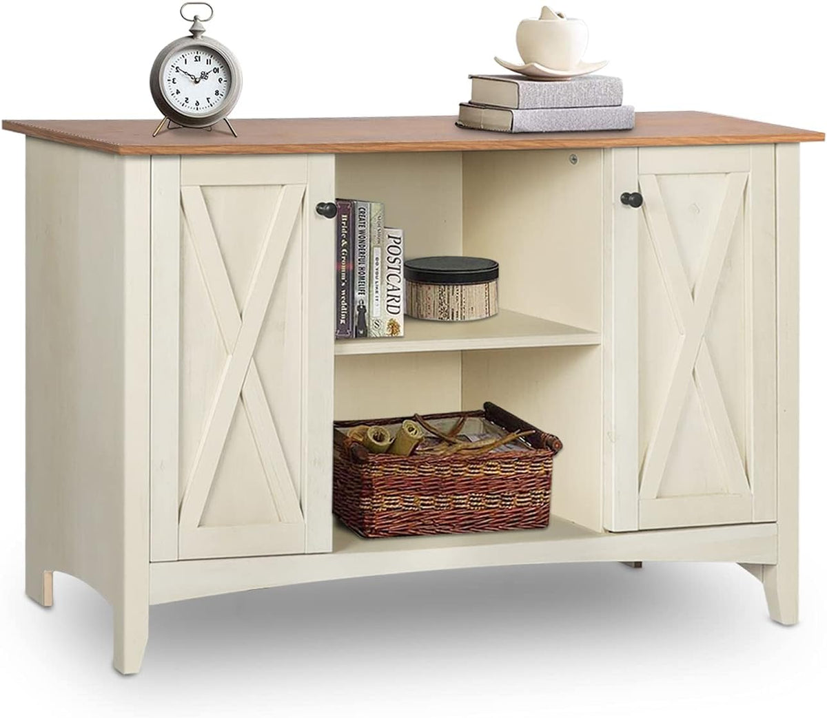 Brown Accent Cabinet with Doors and Adjustable Shelves Y50328