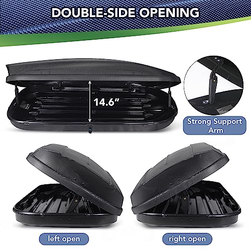 12 Cubic Feet Hard Shell Top Mount Rooftop Cargo Box with Dual-Side Opening J62281
