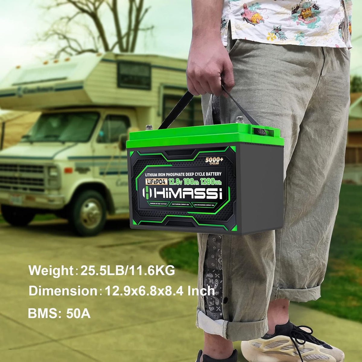 12V 100Ah LiFePO4 Battery 50A BMS Deep Cycle Battery Pack X568