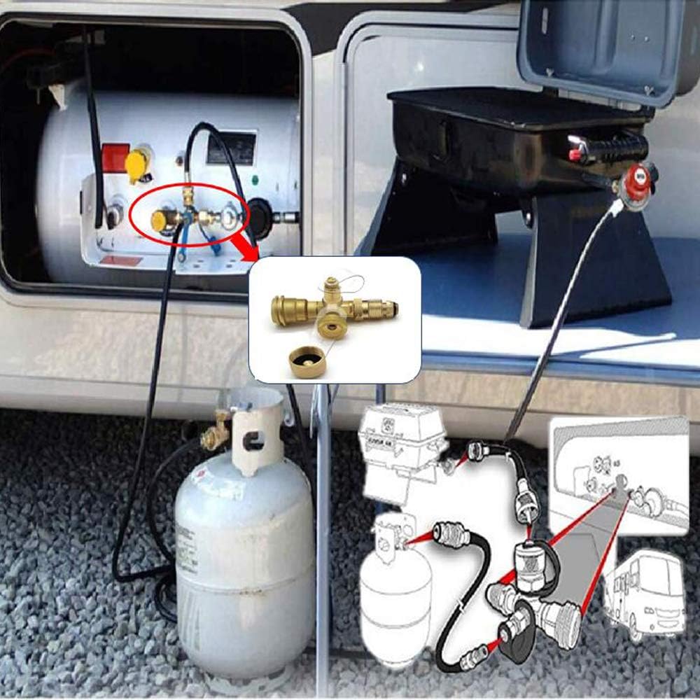 Propane Cylinder Brass Tee with 4 Port Adapter S41322