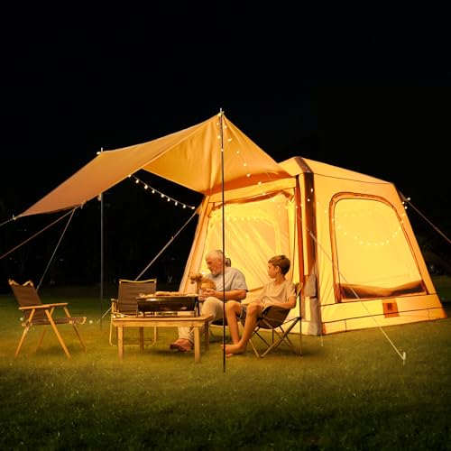 Inflatable Tent with Hand Pump and Stove Jack, Waterproof Oxford, 4-6 Person Q272