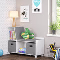 Gray Kids Storage Bench with Cubbies and 2pc Bin P619