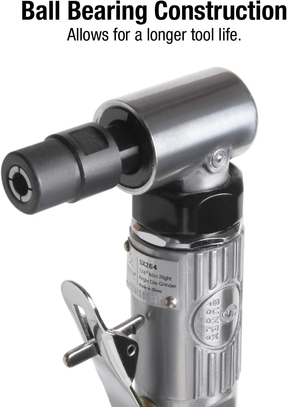 1/4 Inch Drive Mini Right Angle Air Die Grinder Kit with Storage Case A412