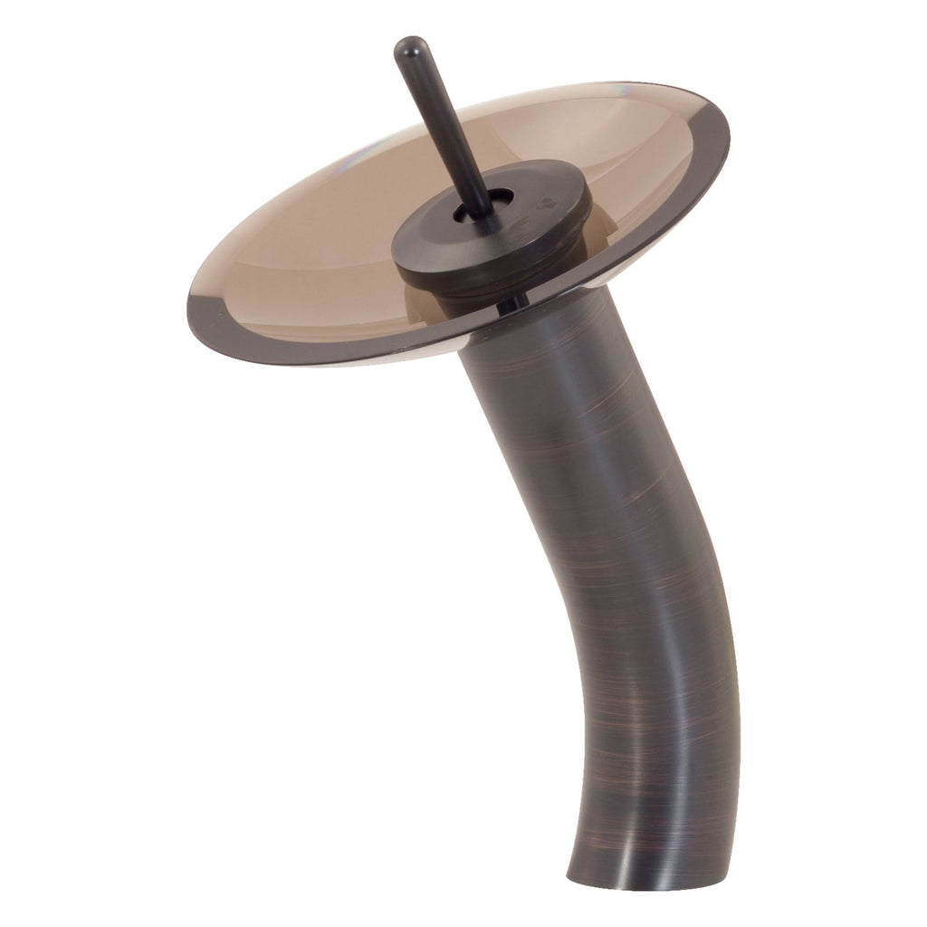 Oil Rubbed Bronze Vessel Faucet with Brown Glass Q636