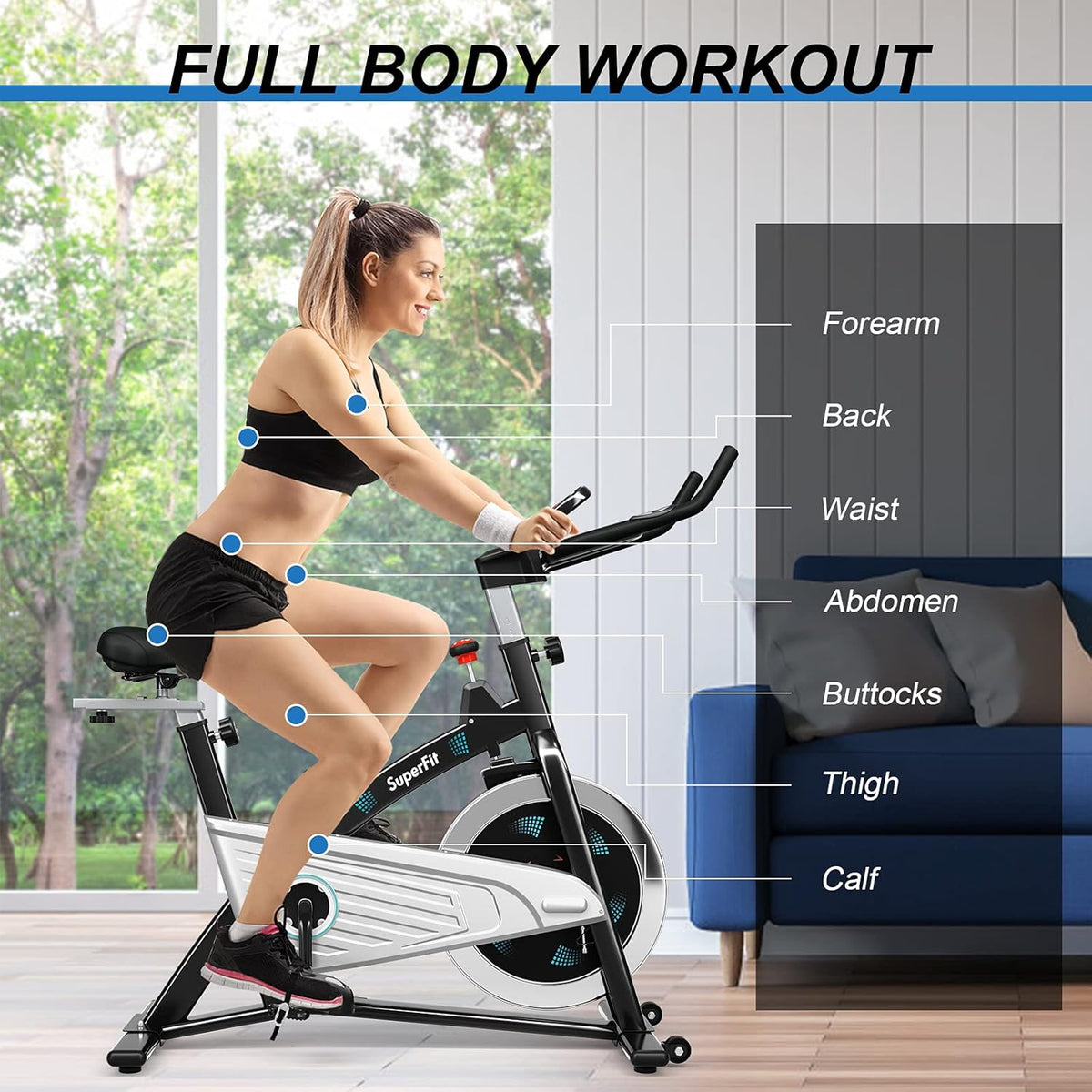 Magnetic Belt Drive Indoor Exercise Cycling Bike with LCD Monitor D60585