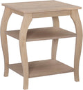 Natural Wooden Side Table with Curved Legs and Two Display Shelves D5472