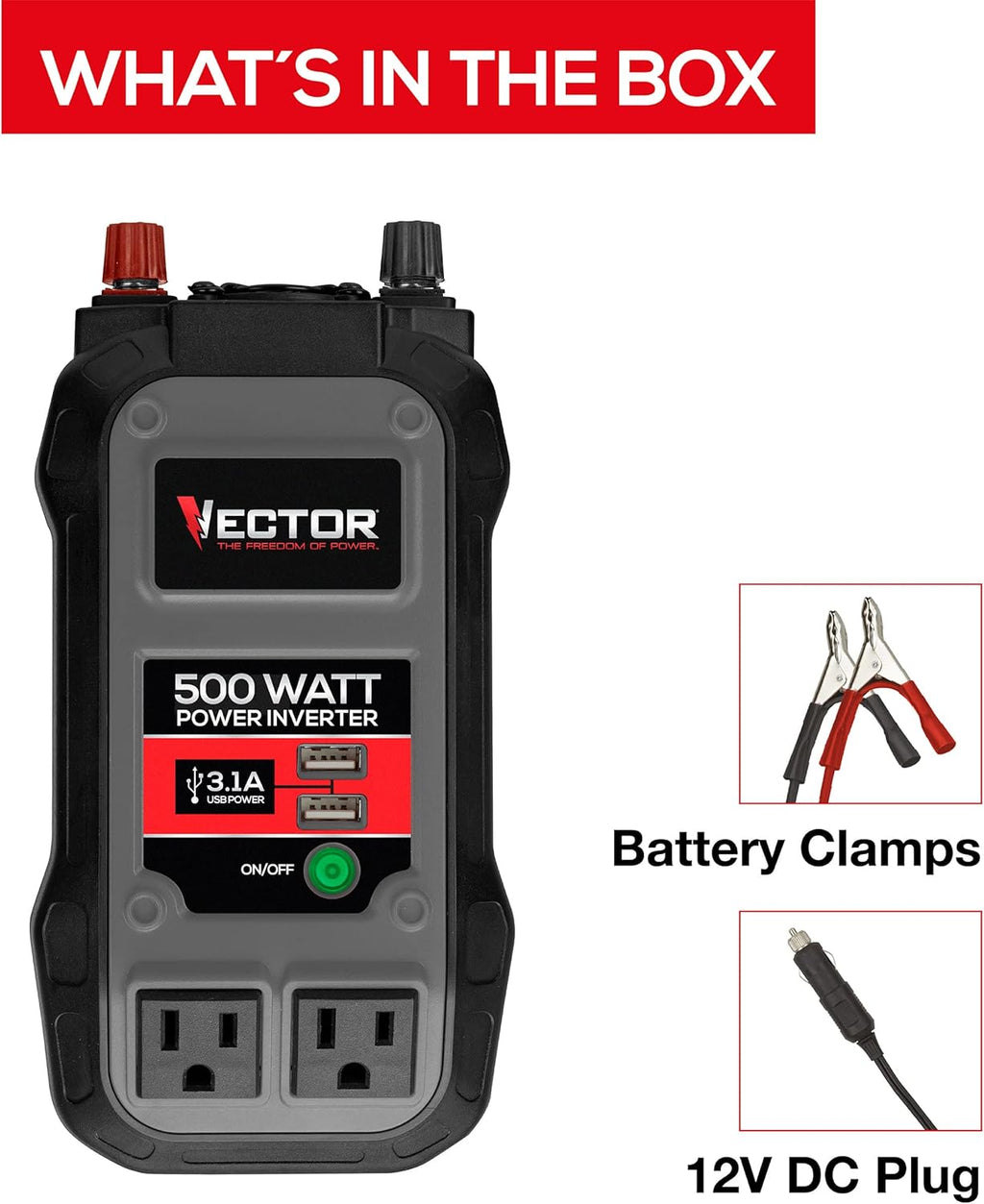 500 Watt Power Inverter with Dual USB Charging Ports U196