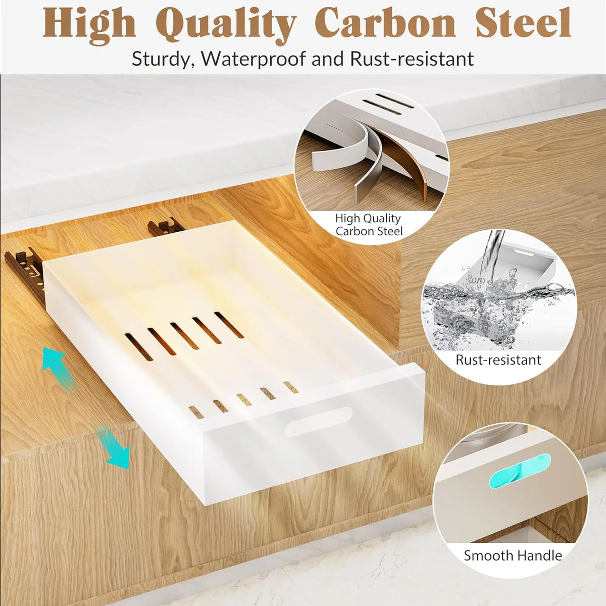 1 Pack 10-Inch Wide Carbon Steel Pull Out Cabinet Organizer W68896