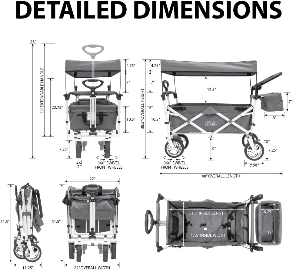 Collapsible Folding Wagon Cart with Sun & Rain Shade G692865