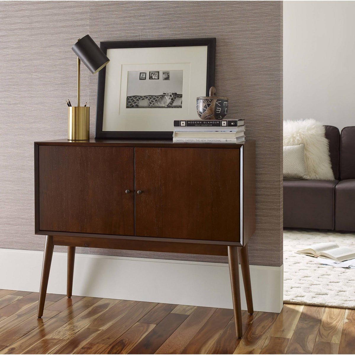 2 Door Storage Cabinet, Classic Walnut, Brown H868264