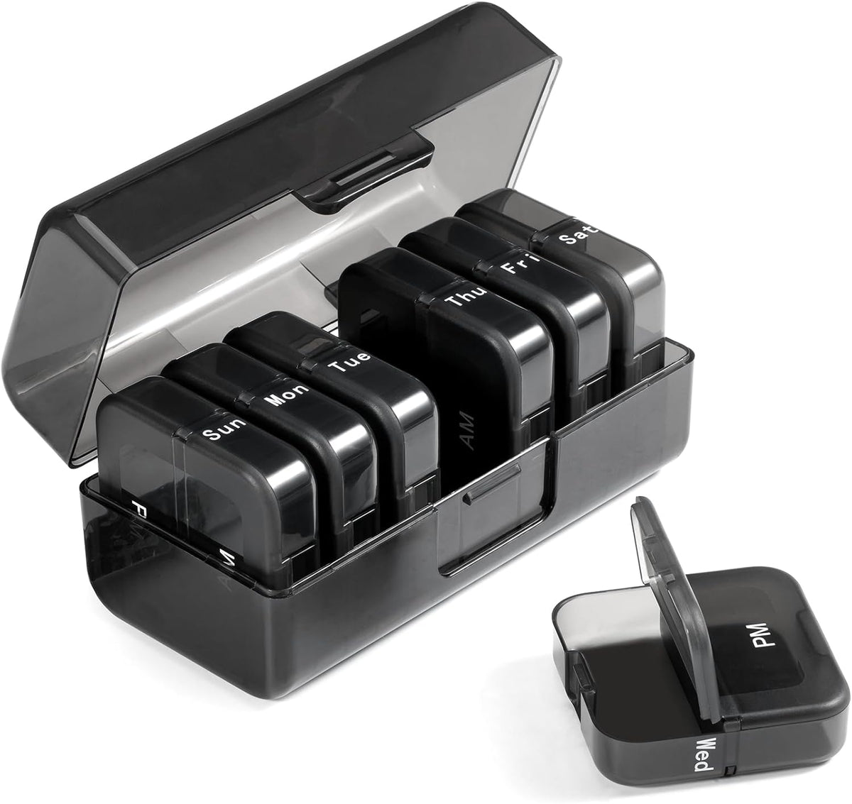 Black Weekly Pill Organizer 7 Day V67158