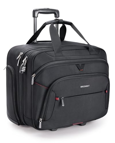 Black Rolling Laptop Bag with Wheels for 17.3 Inch Laptop U77569