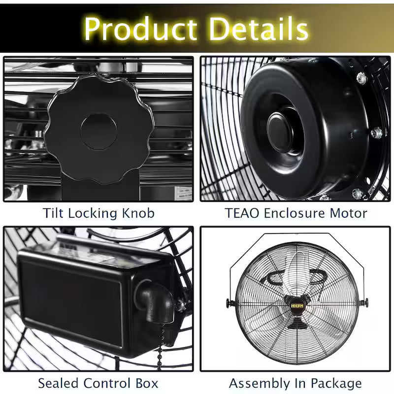 Yellow 2 Speeds 24 in. Wall Fan R163