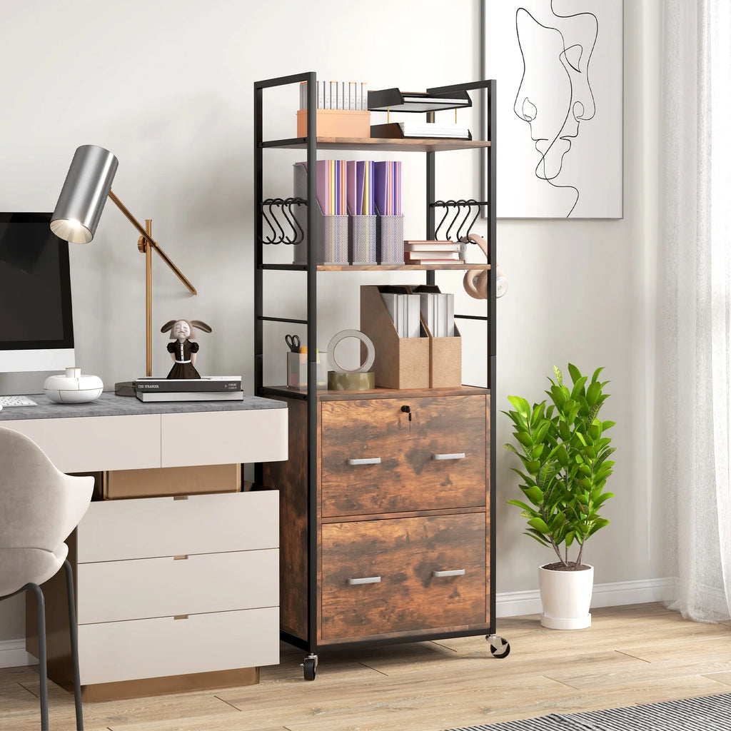 2 Drawer Mobile File Cabinet with Lock & Hanging Bar R175
