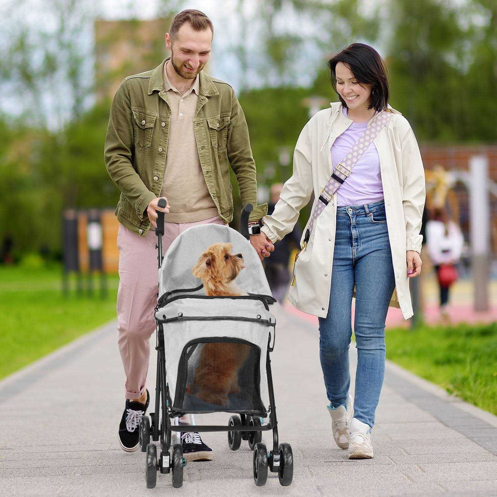 4 Wheels Foldable Pet Dog Stroller with Cup Holder Y6723