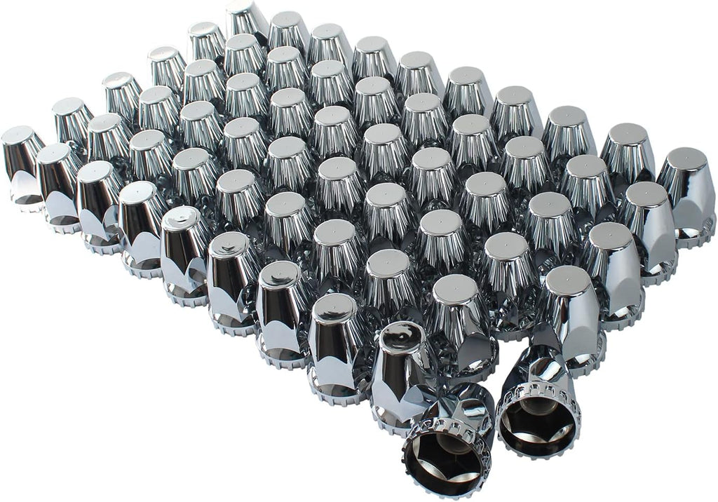 60 Pc Chrome ABS Plastic Screw on Lug Nut Covers with Flange J69368