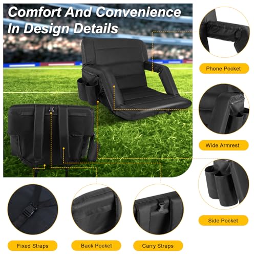 2 Pack Wide Folding Stadium Seats with Back Support and Cushion G50205