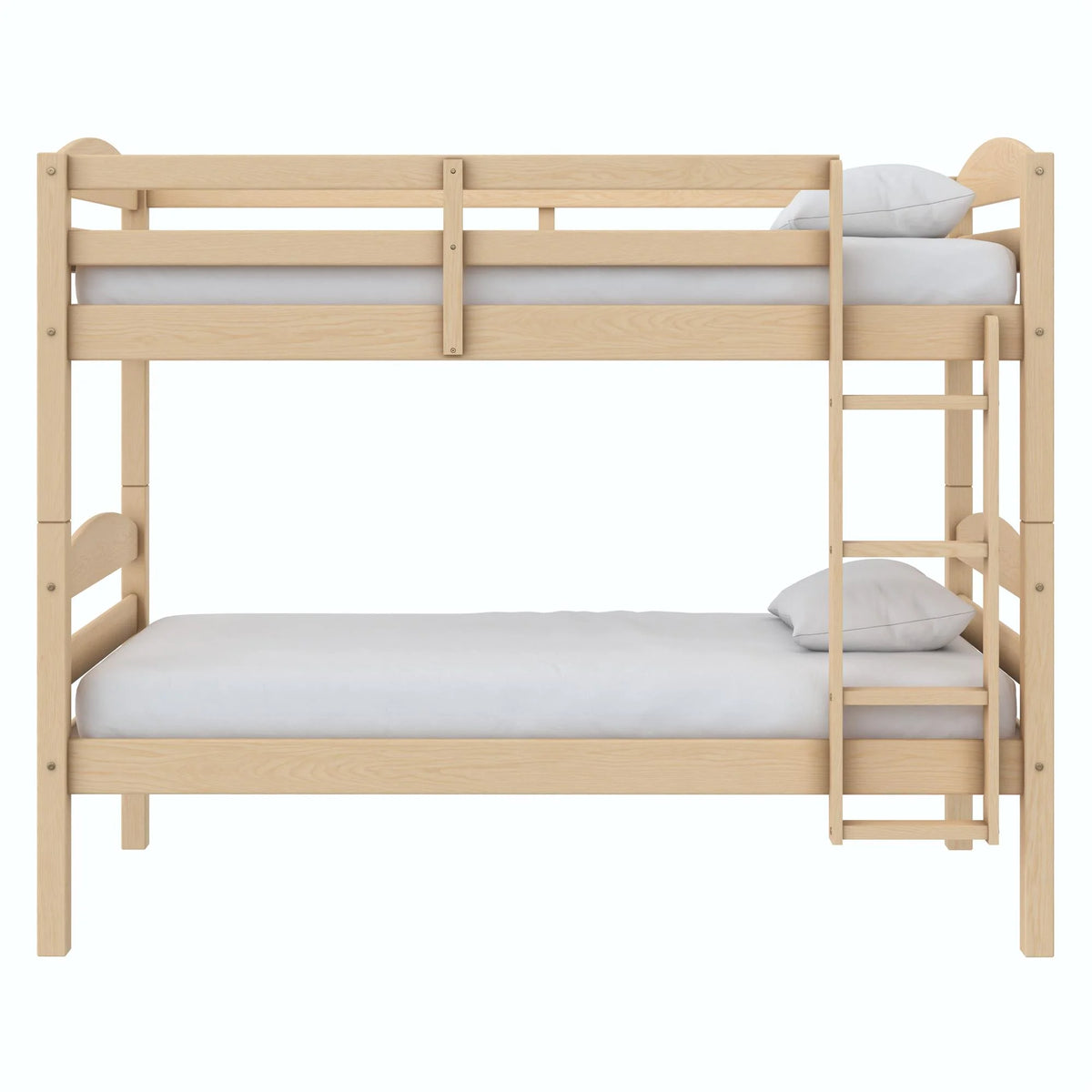 White Solid Wood Twin-over-Twin Convertible Bunk Bed P589