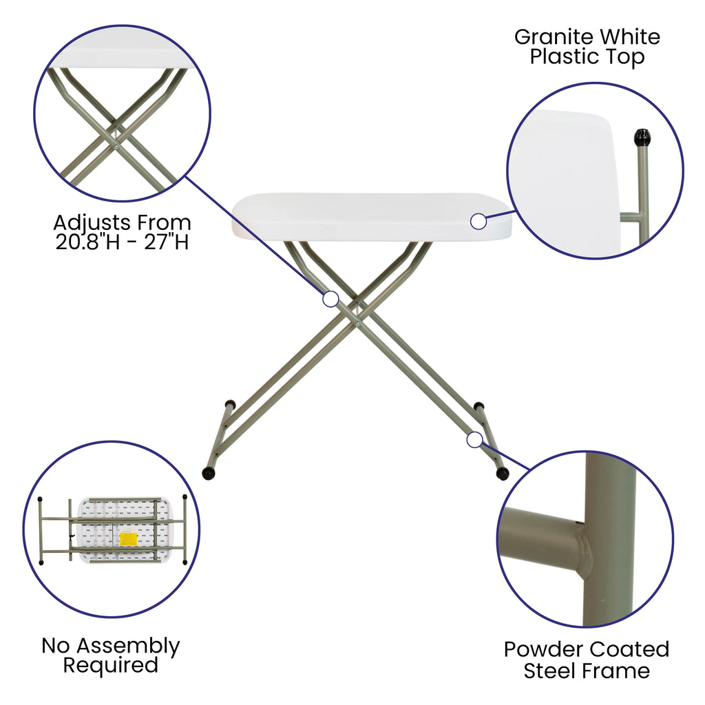 26 Inch Granite White Plastic Folding Table D67221