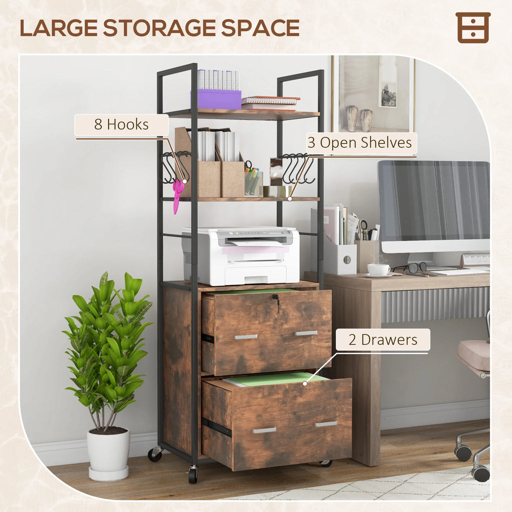2 Drawer Mobile File Cabinet with Lock & Hanging Bar R175