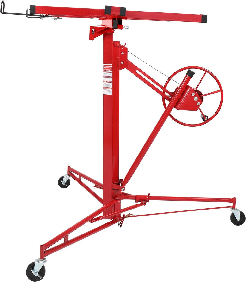 11 FT Drywall Lift Portable Panel Hoist with Adjustable Telescopic Arm Lockable Caster Wheel P1871
