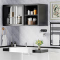 Black Over Toilet Wall Mounted Metal Cabinet with Two Glass Doors and Shelves F50821