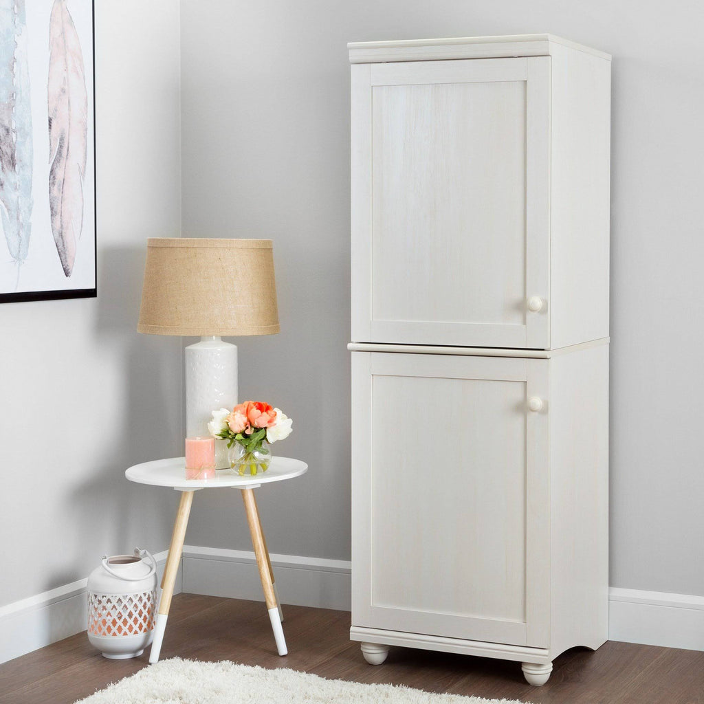 White Wash 2-Door Narrow Storage Cabinet U922637