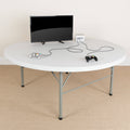 6-Foot Round Bi-Fold Granite White Plastic Folding Table X816406