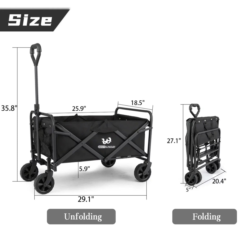 Collapsible Folding Utility Wagon Cart 5" Solid Rubber Wheels A66507