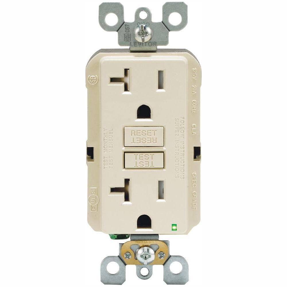 20 Amp 125-Volt Tamper Resistant GFCI Outlet, Light Almond (3-Pack) C18580