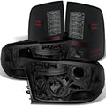 Black Smoked Halo Projector LED Headlights and LED Tail Lights I703661