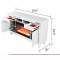 Solid Wood TV Stand With Electric Fireplace in White C995431