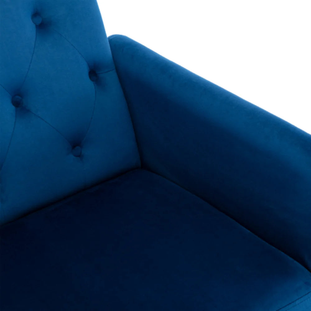 Navy Velvet Accent Chair with Ottoman U442