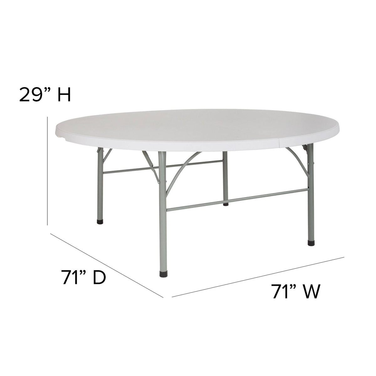 6-Foot Round Bi-Fold Granite White Plastic Folding Table X816406