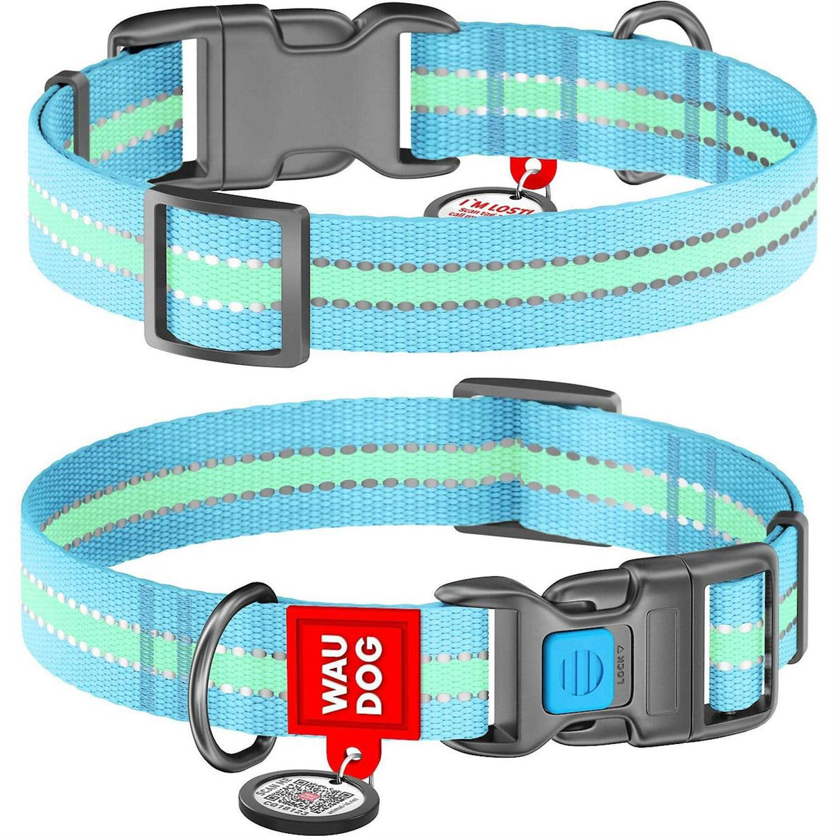 Glow in the Dark Nylon Dog Collar Blue O914586
