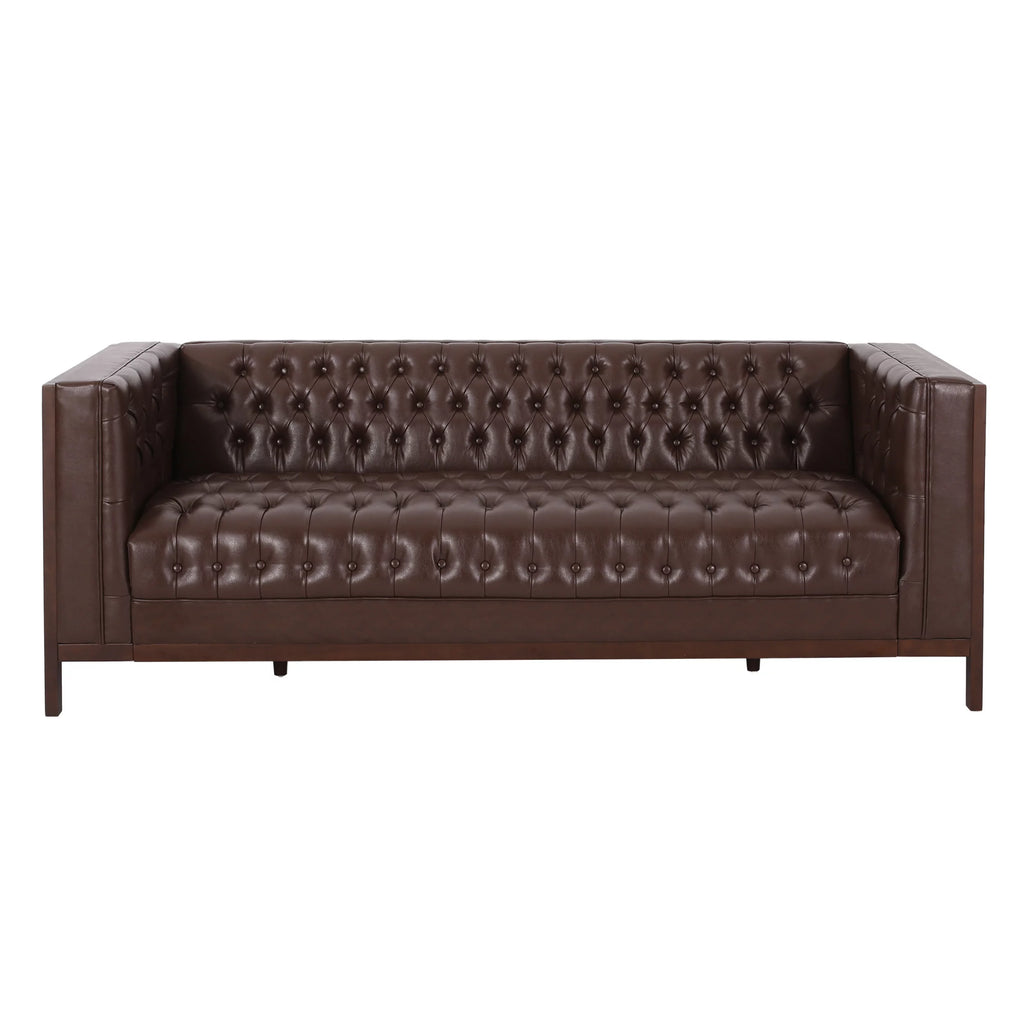 Dark Brown Faux Leather Sofa U1606