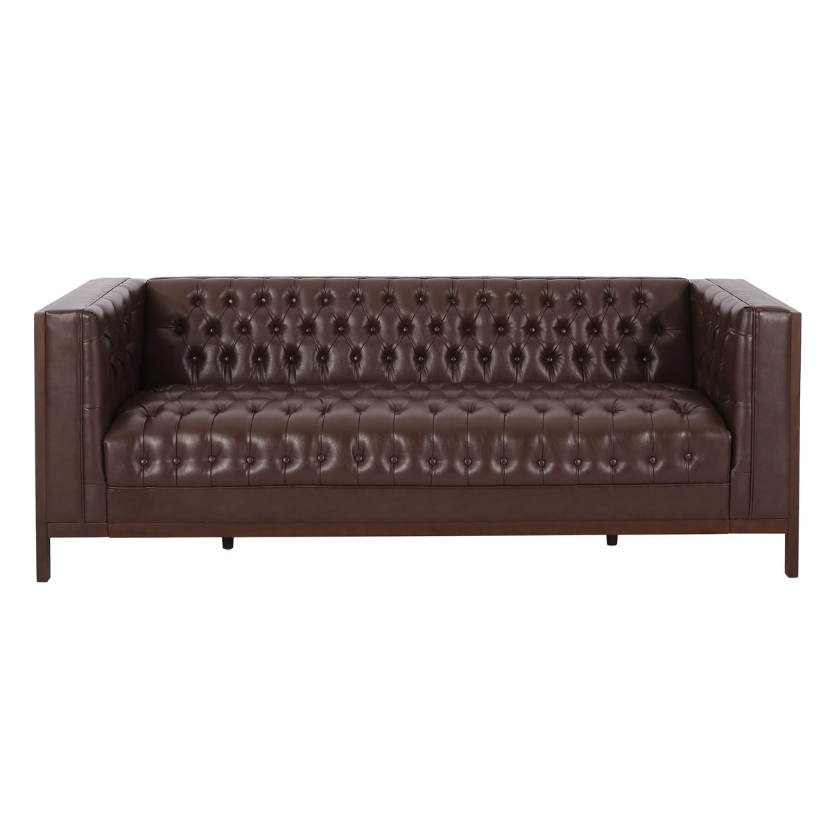 Dark Brown Faux Leather Sofa U1606