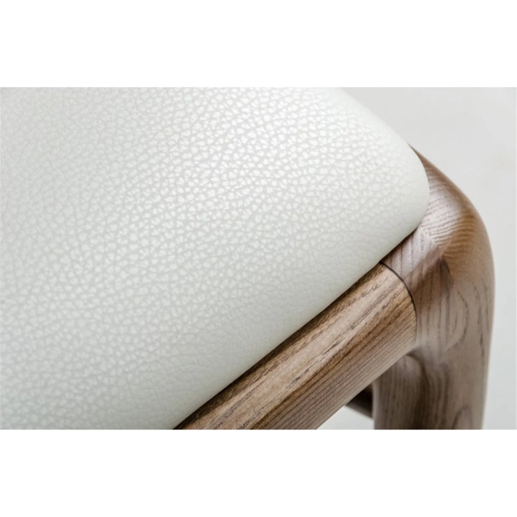 White and Brown Leatherette Upholstered Chair with Wooden Legs Z35595