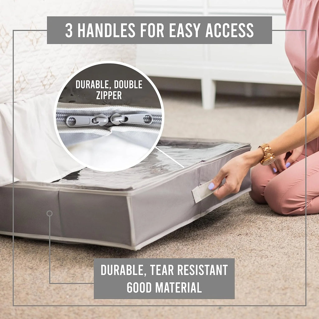 Extra Large Underbed Shoe Storage Organizer, Set of 2 Gray C212613