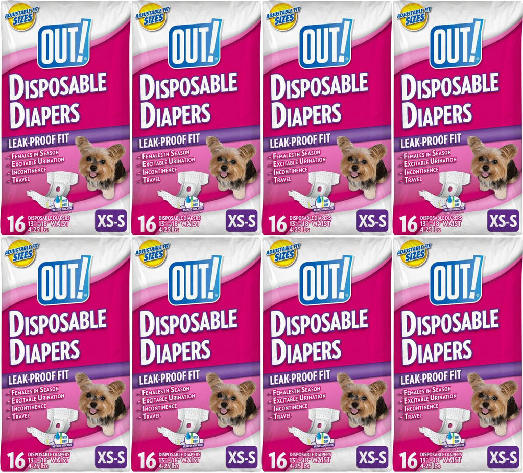 Disposable Diapers for Dogs, X-Small/Small, 16 Count, 8 Pack N38834