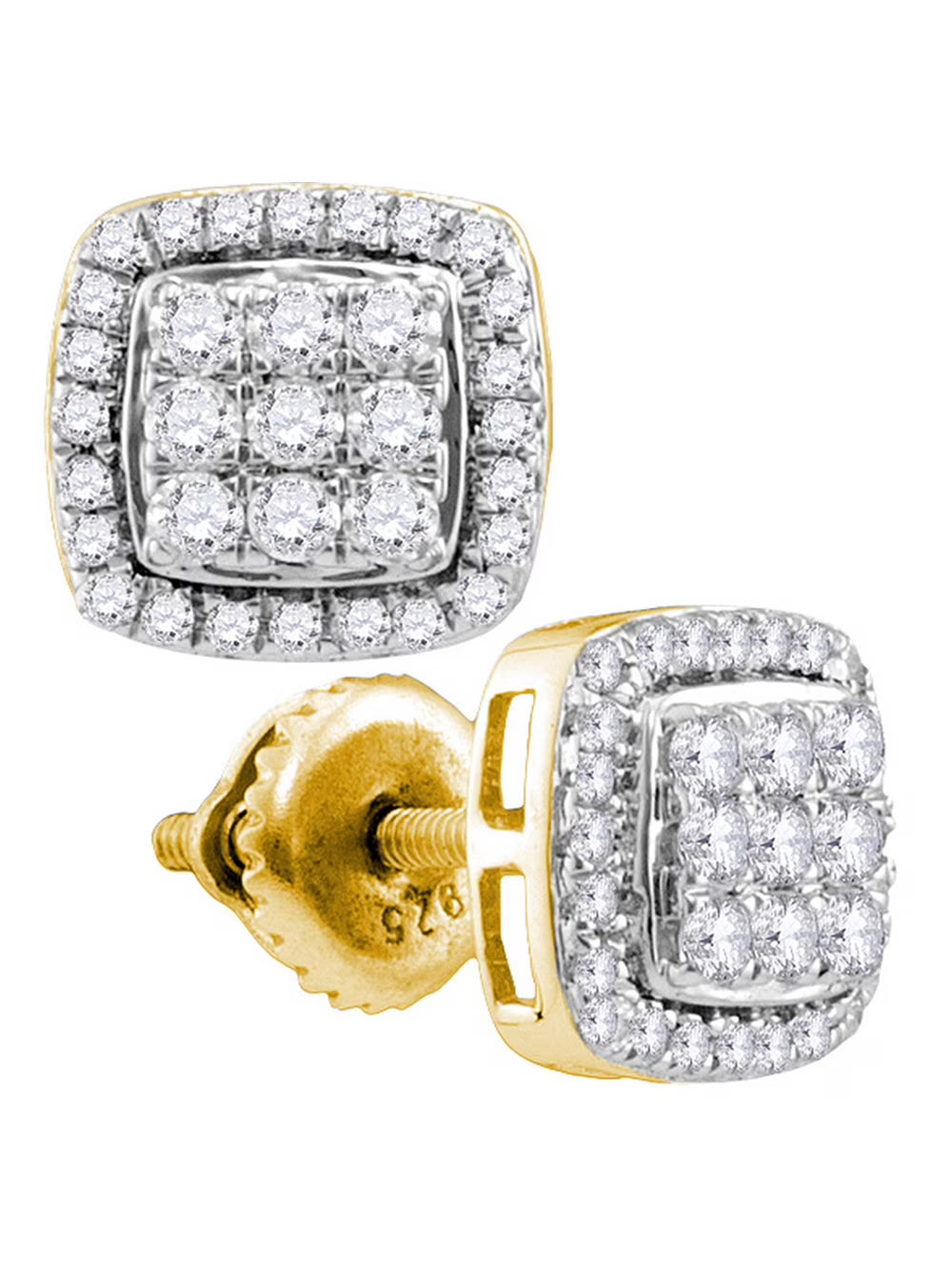 10kt Yellow Gold Diamond Square Earrings 1 Cttw D35377